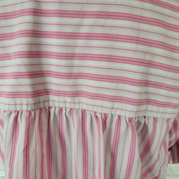 Roamans Womens Top 16W Plus Cuff Sleeve Button Up Pink Stripe STR159E - Picture 7 of 9
